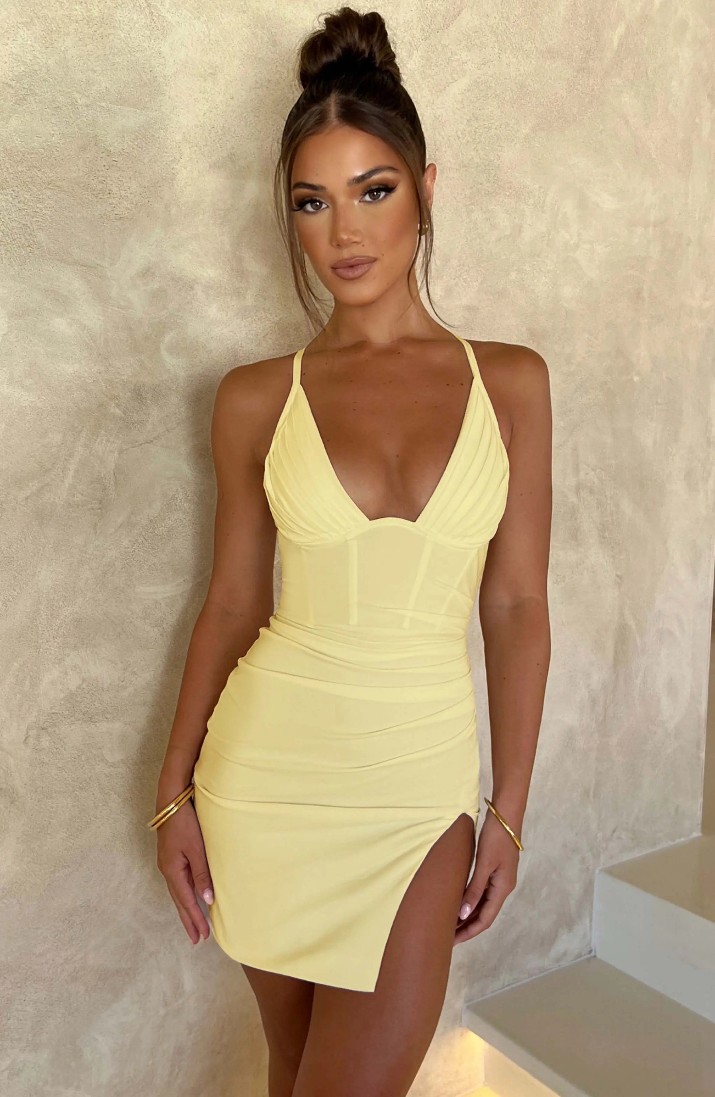 Aura Mini Dress - Lemon C.F