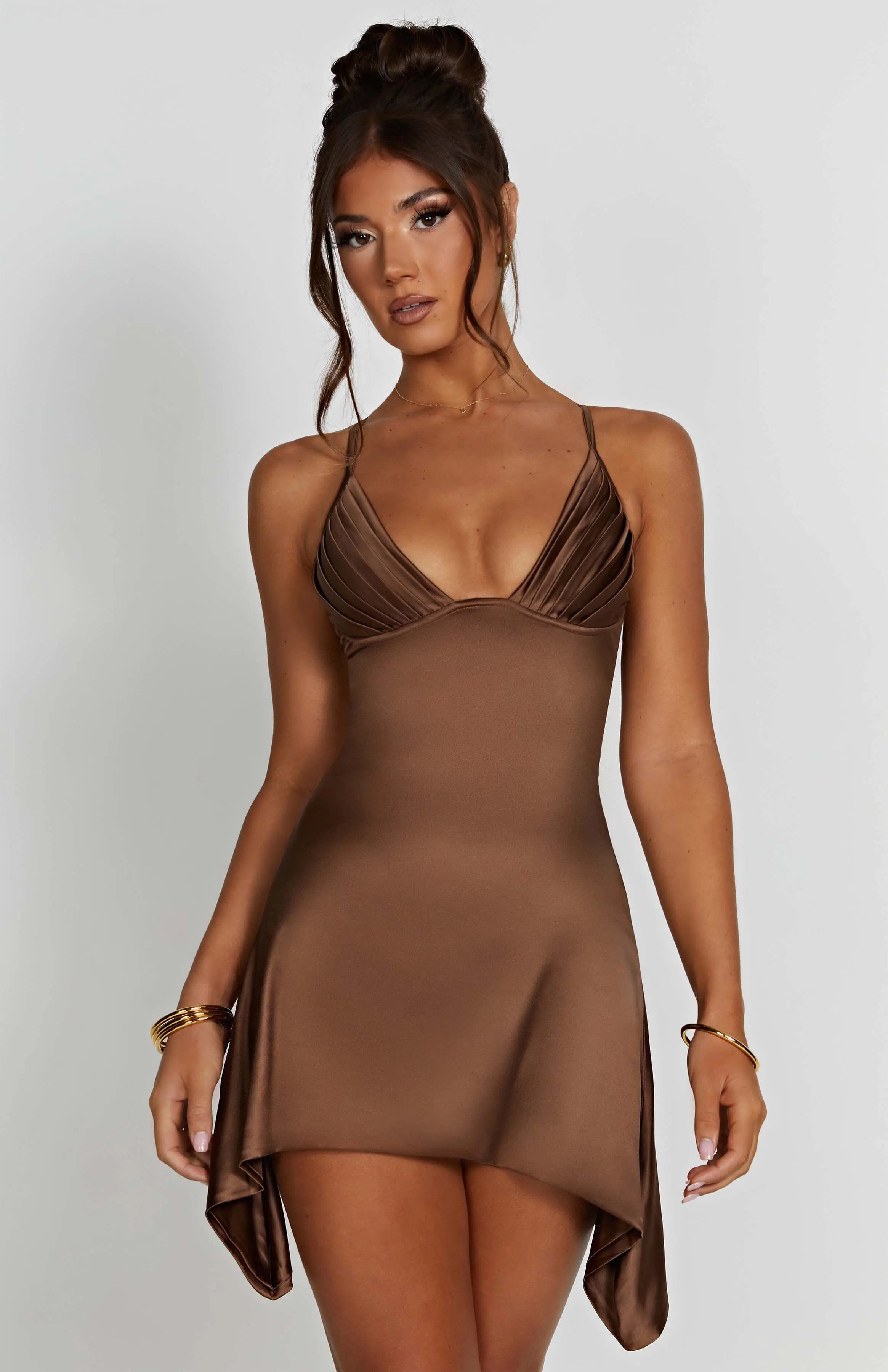 Clarise Mini Dress - Chocolate C.F