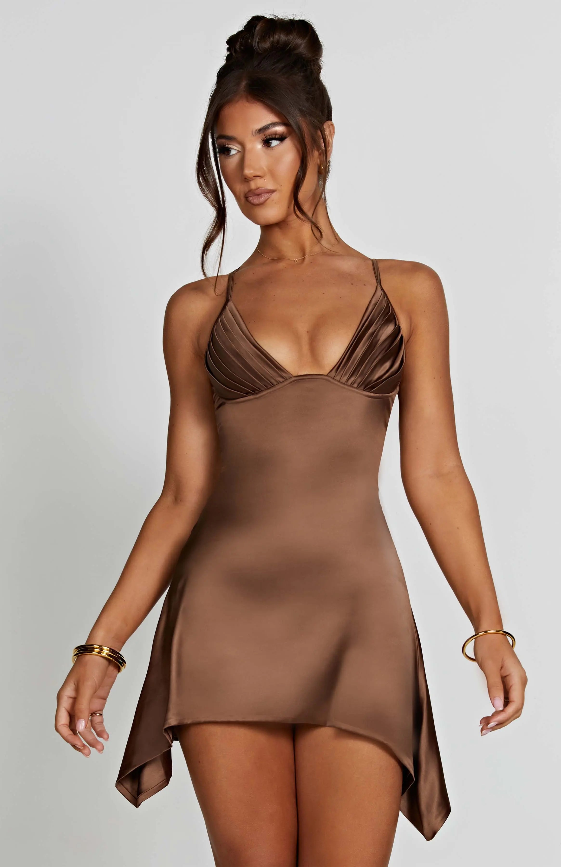 Clarise Mini Dress - Chocolate C.F