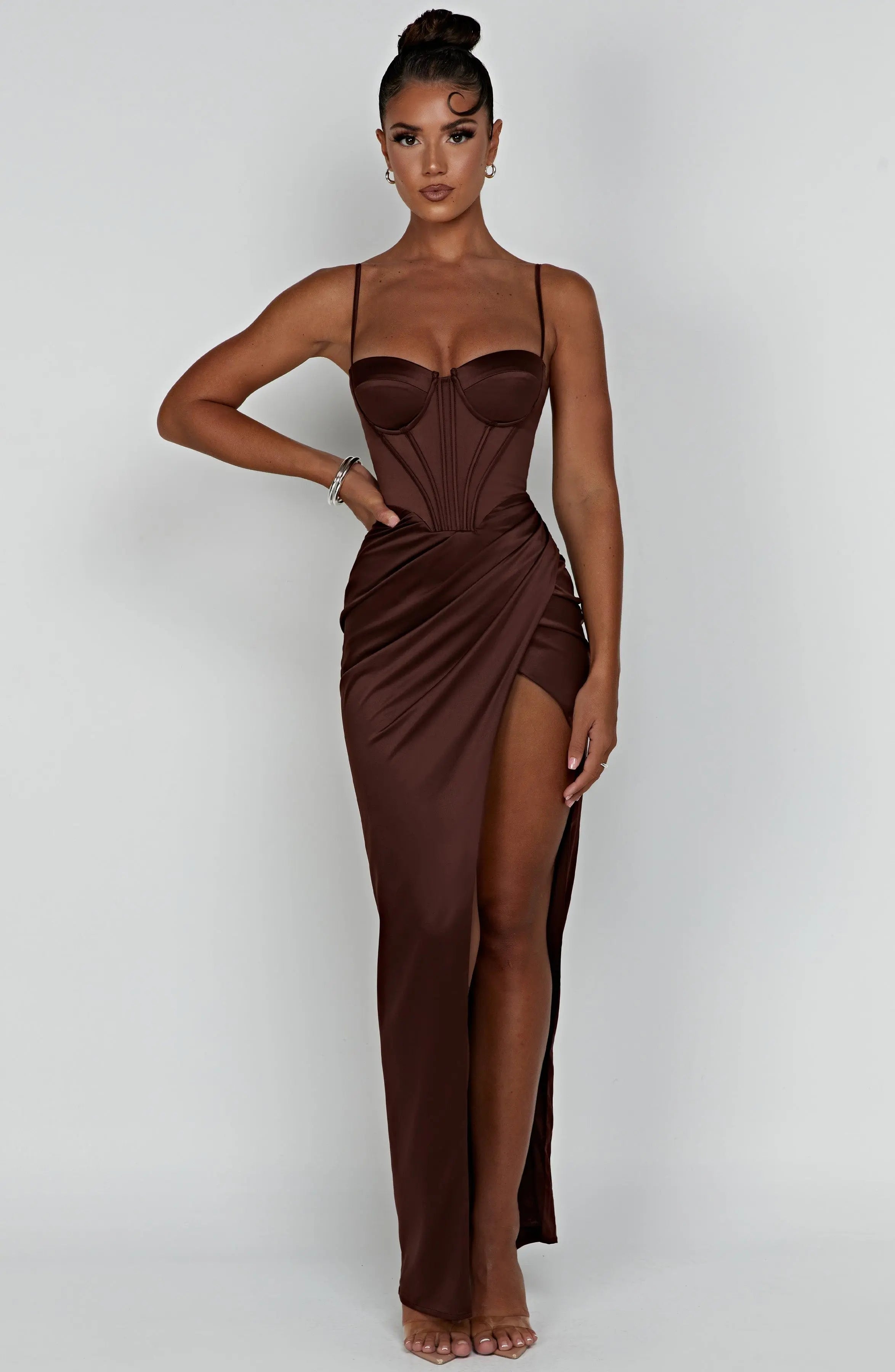 Despina Maxi Dress - Chocolate C.F