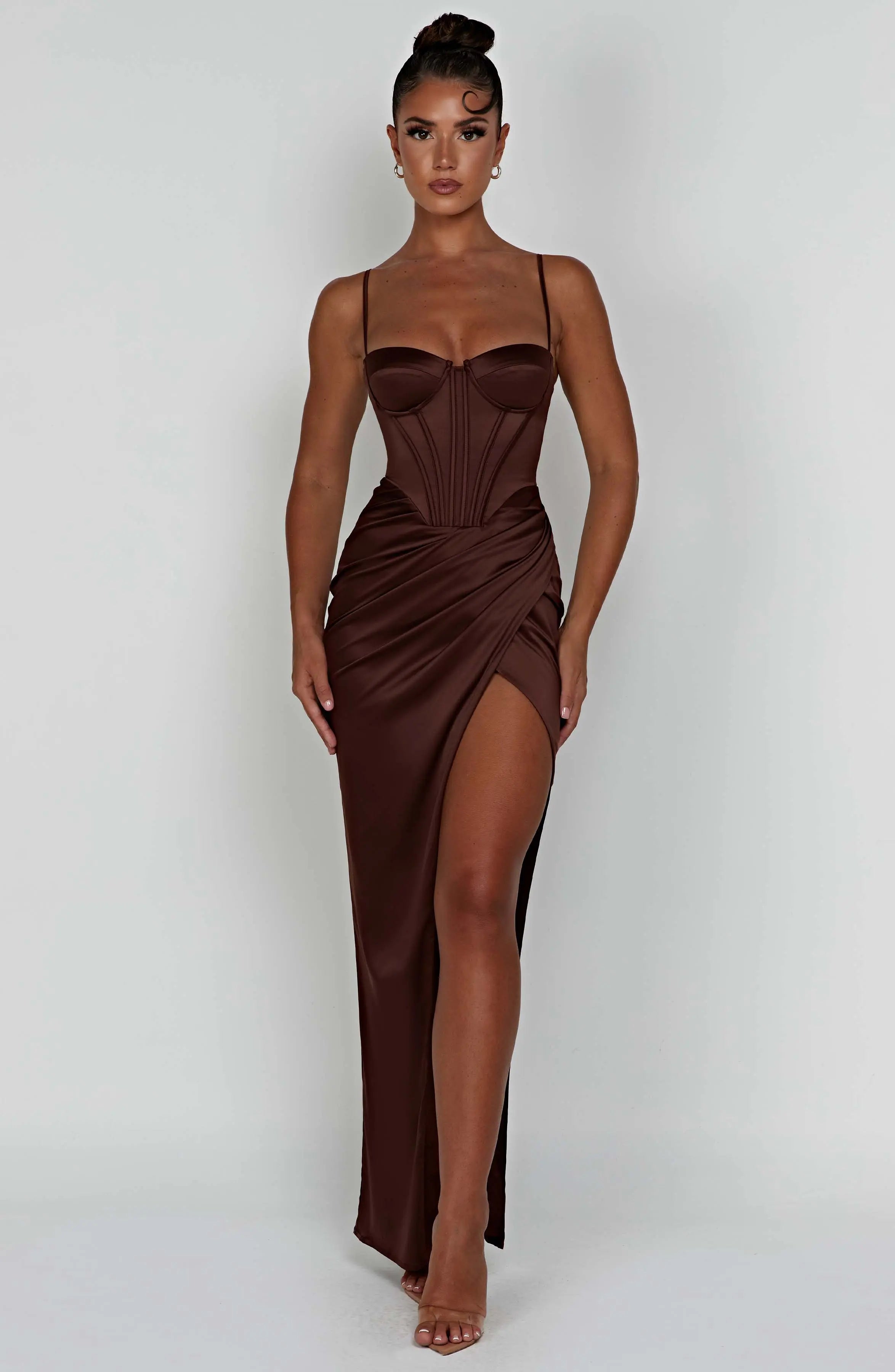 Despina Maxi Dress - Chocolate C.F