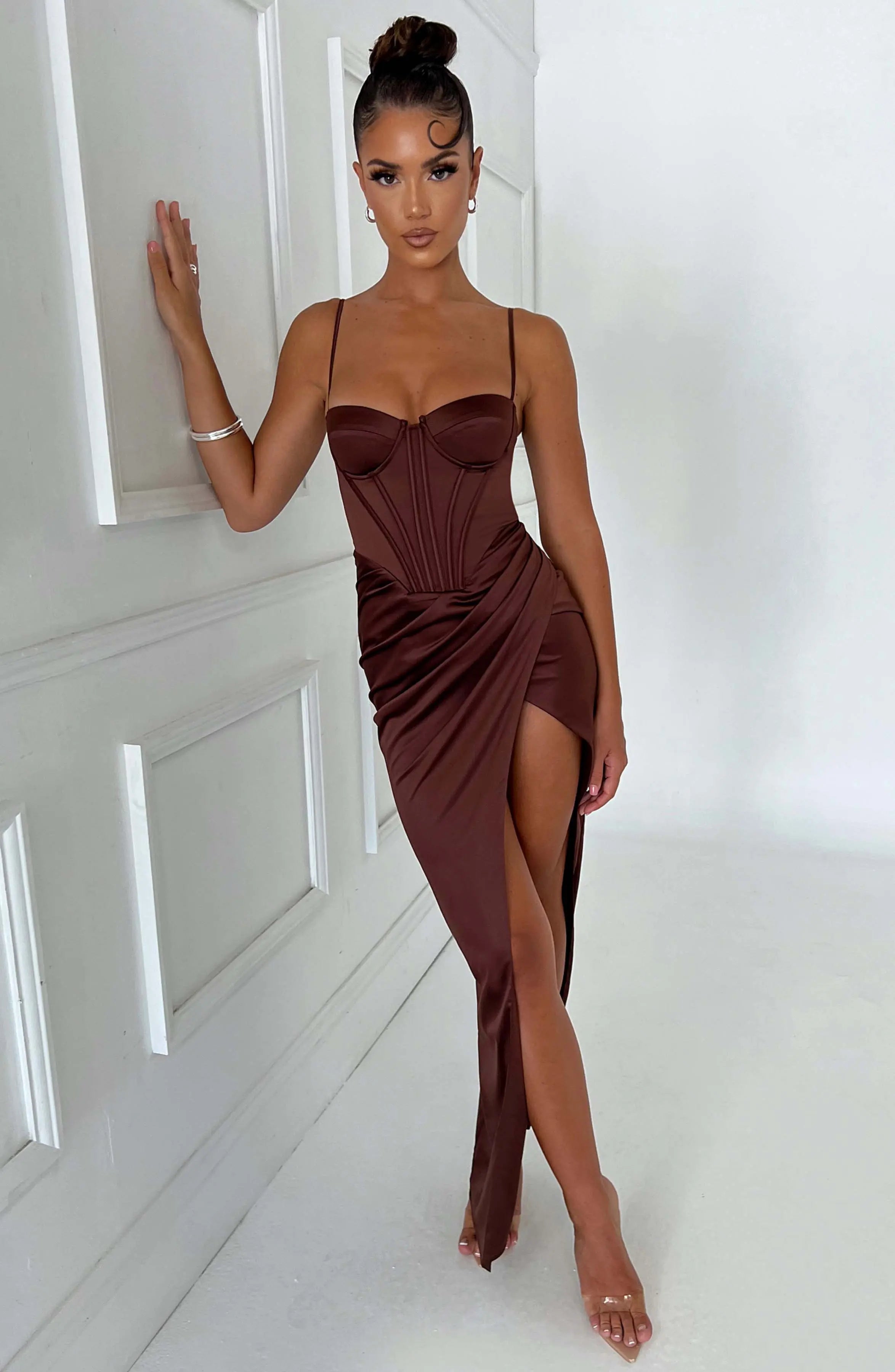 Despina Maxi Dress - Chocolate C.F