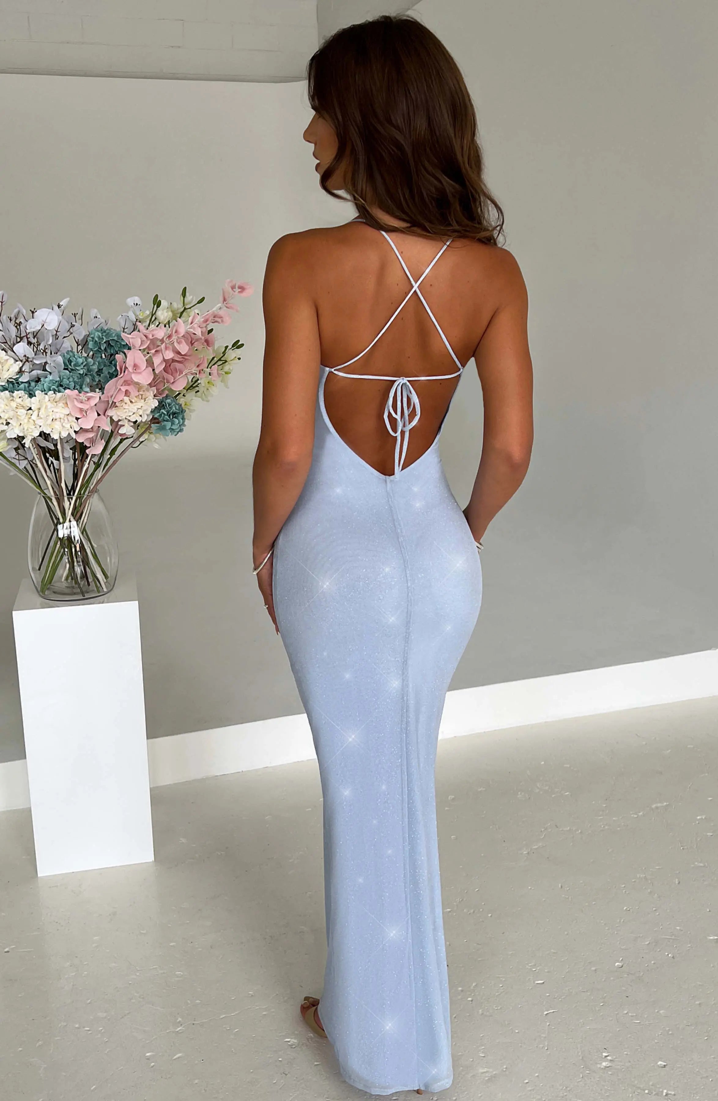 Nessa Maxi Dress - Baby Blue Sparkle L.F