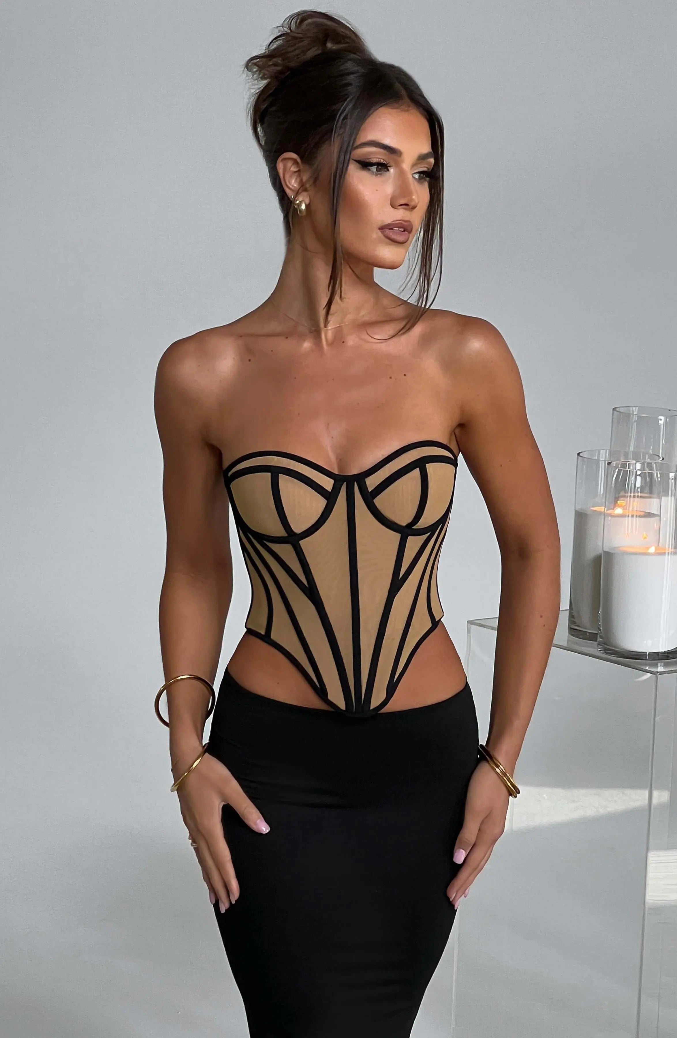 Santanna Corset - Black/Nude