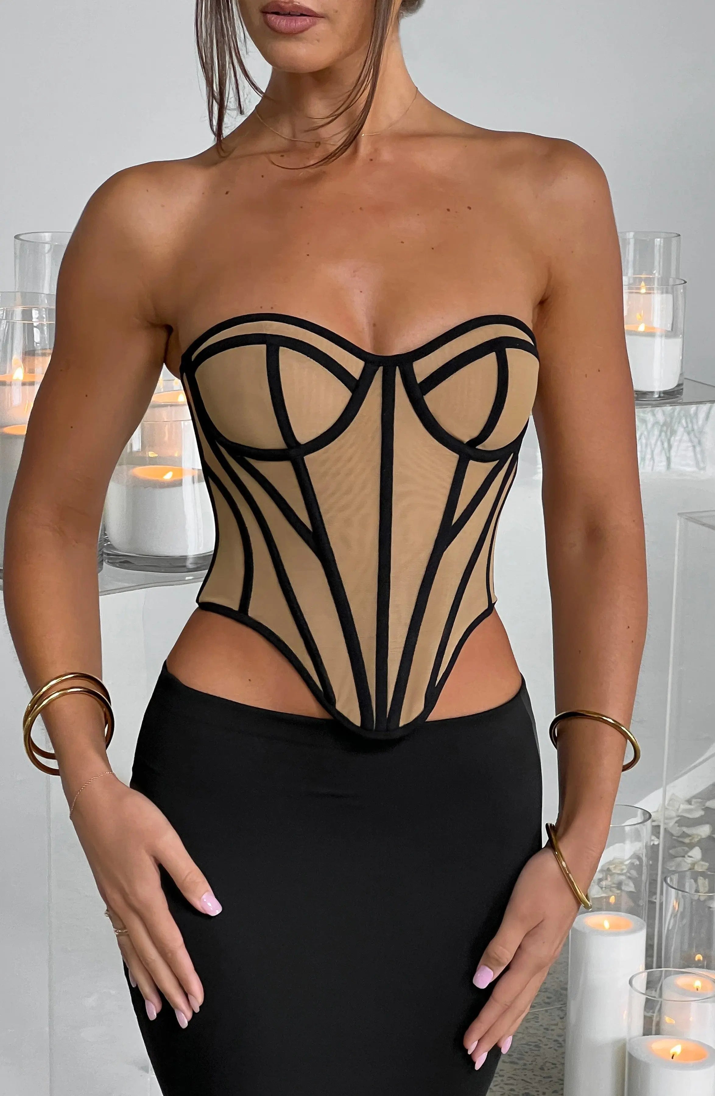 Santanna Corset - Black/Nude C.F