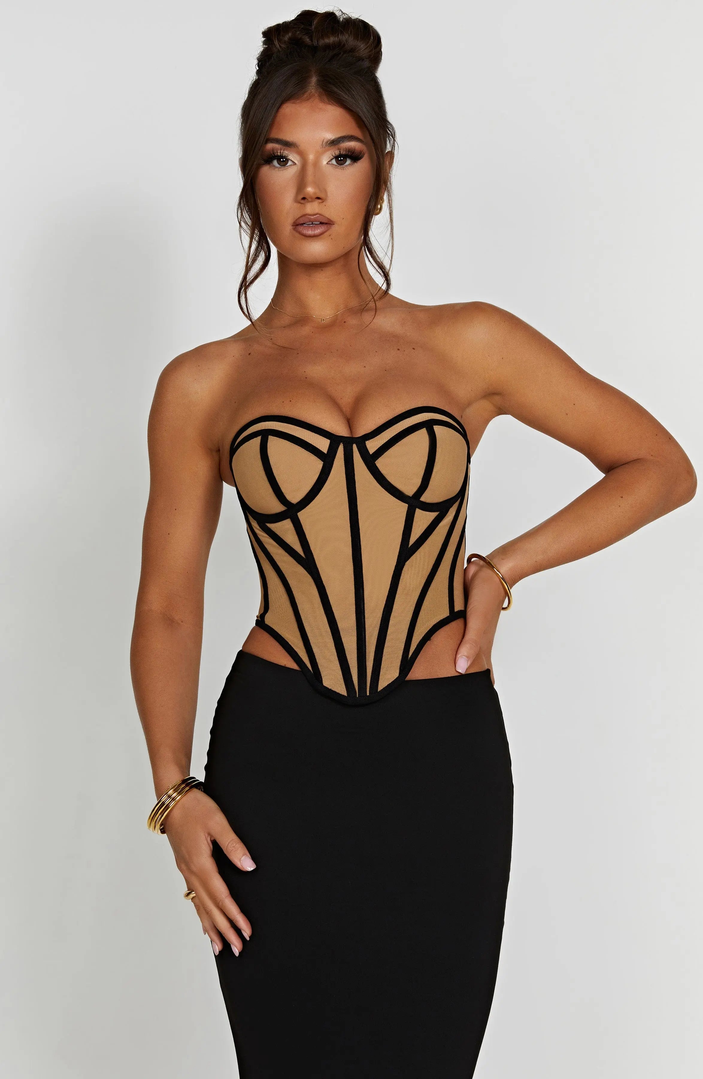 Santanna Corset - Black/Nude C.F