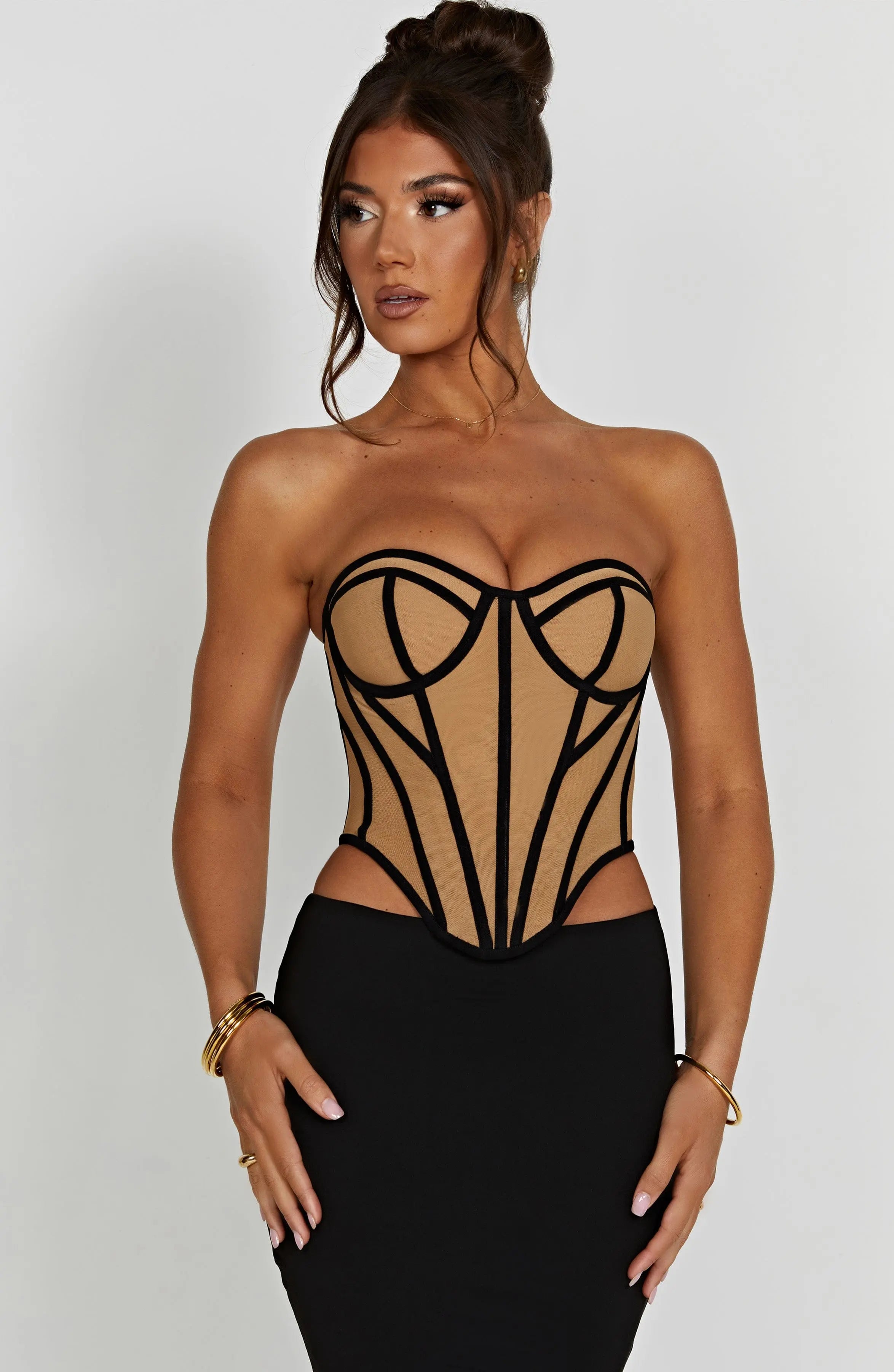 Santanna Corset - Black/Nude C.F