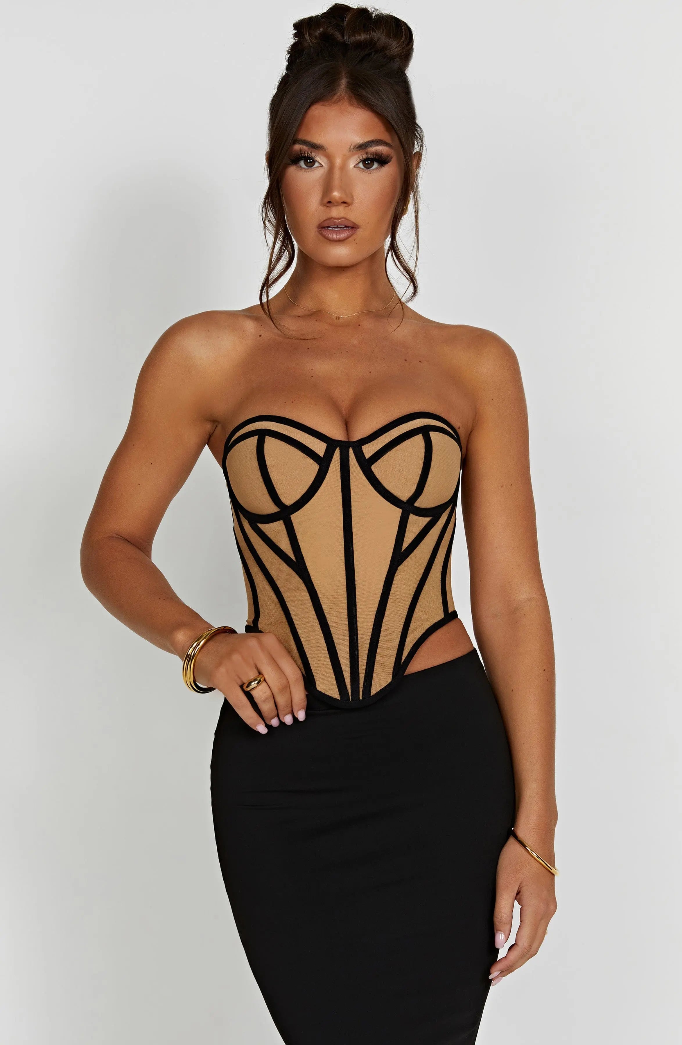 Santanna Corset - Black/Nude C.F