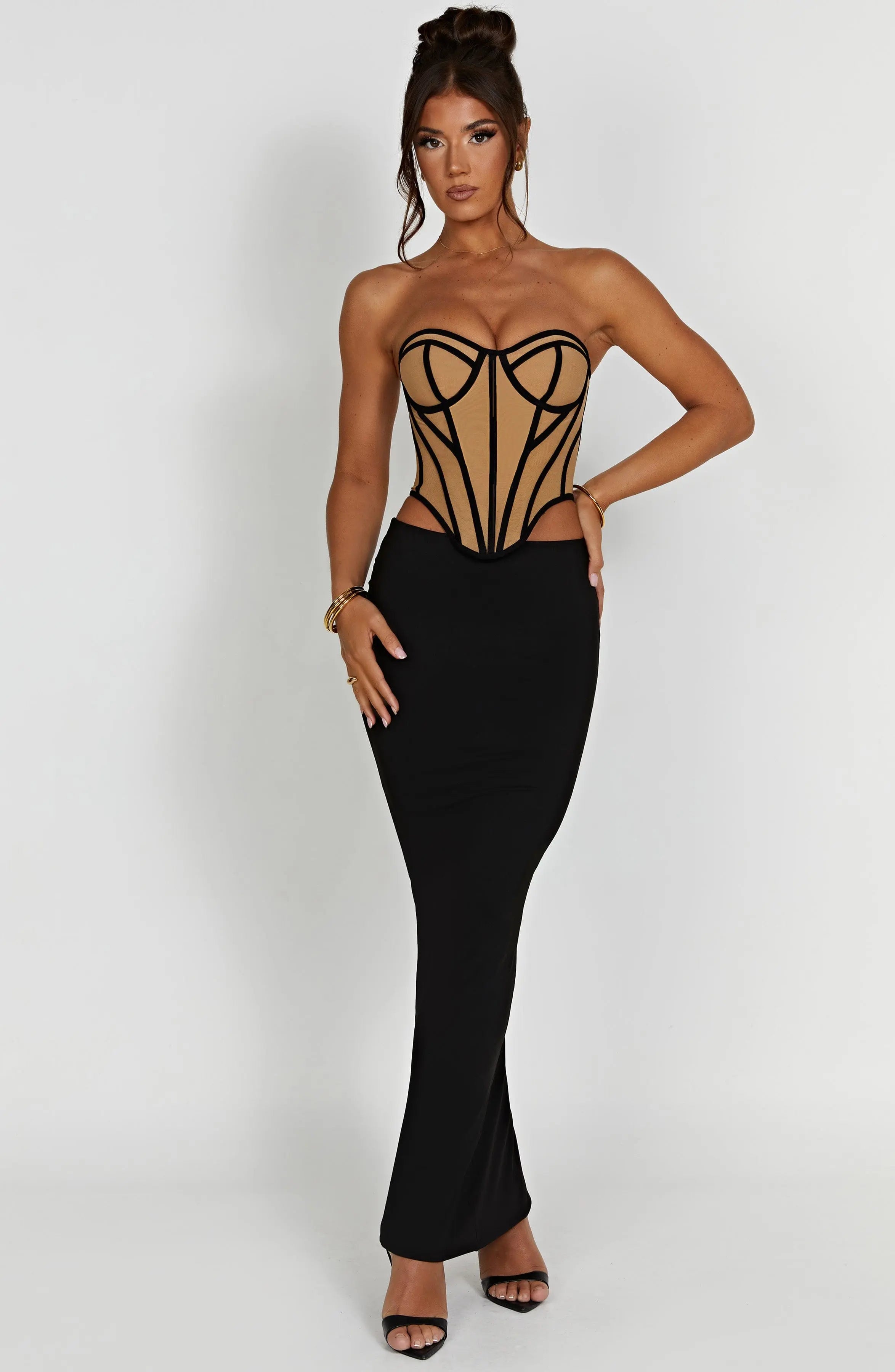 Santanna Corset - Black/Nude C.F