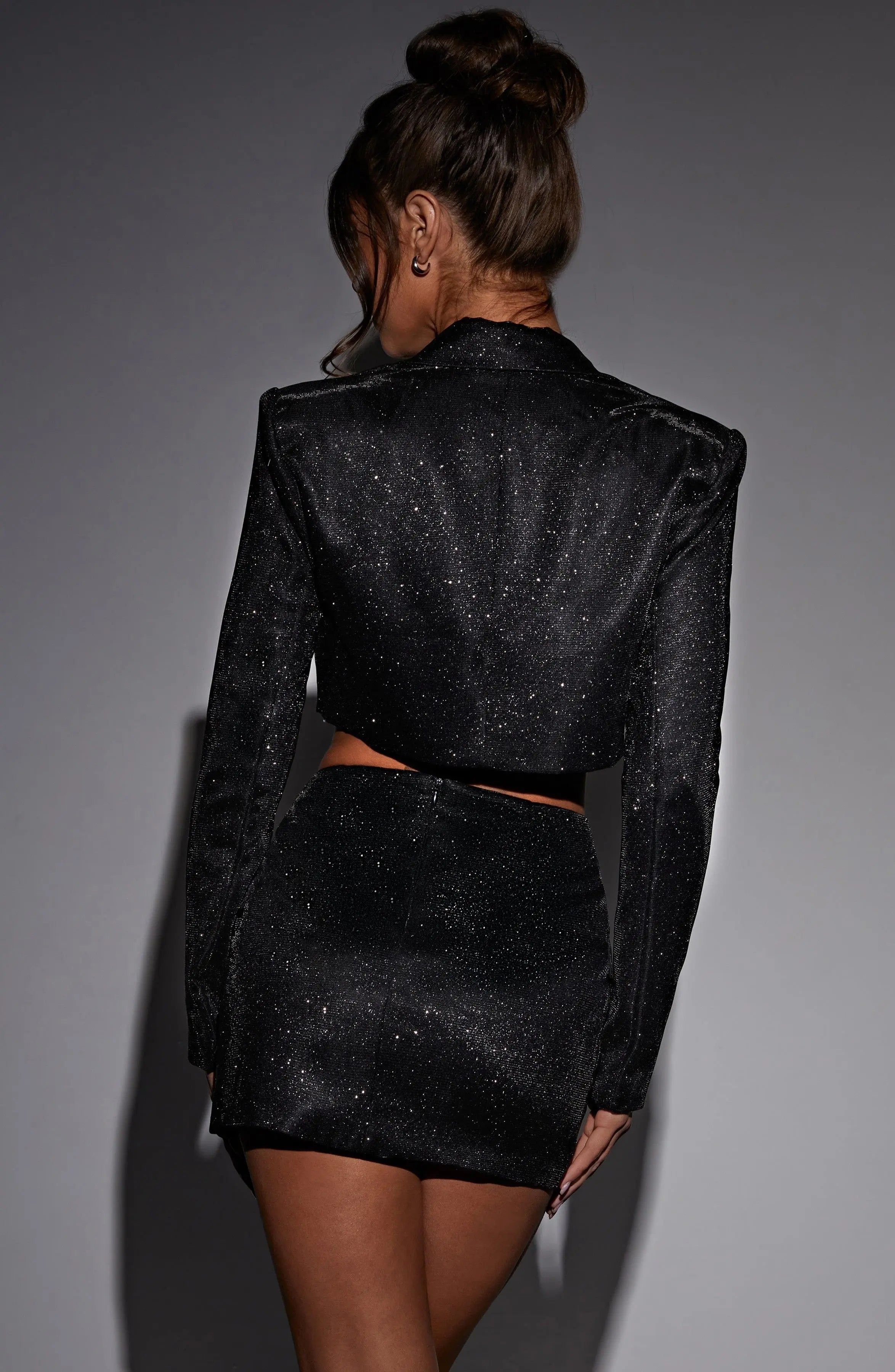 Stefania Cropped Jacket - Black Sparkle R.F