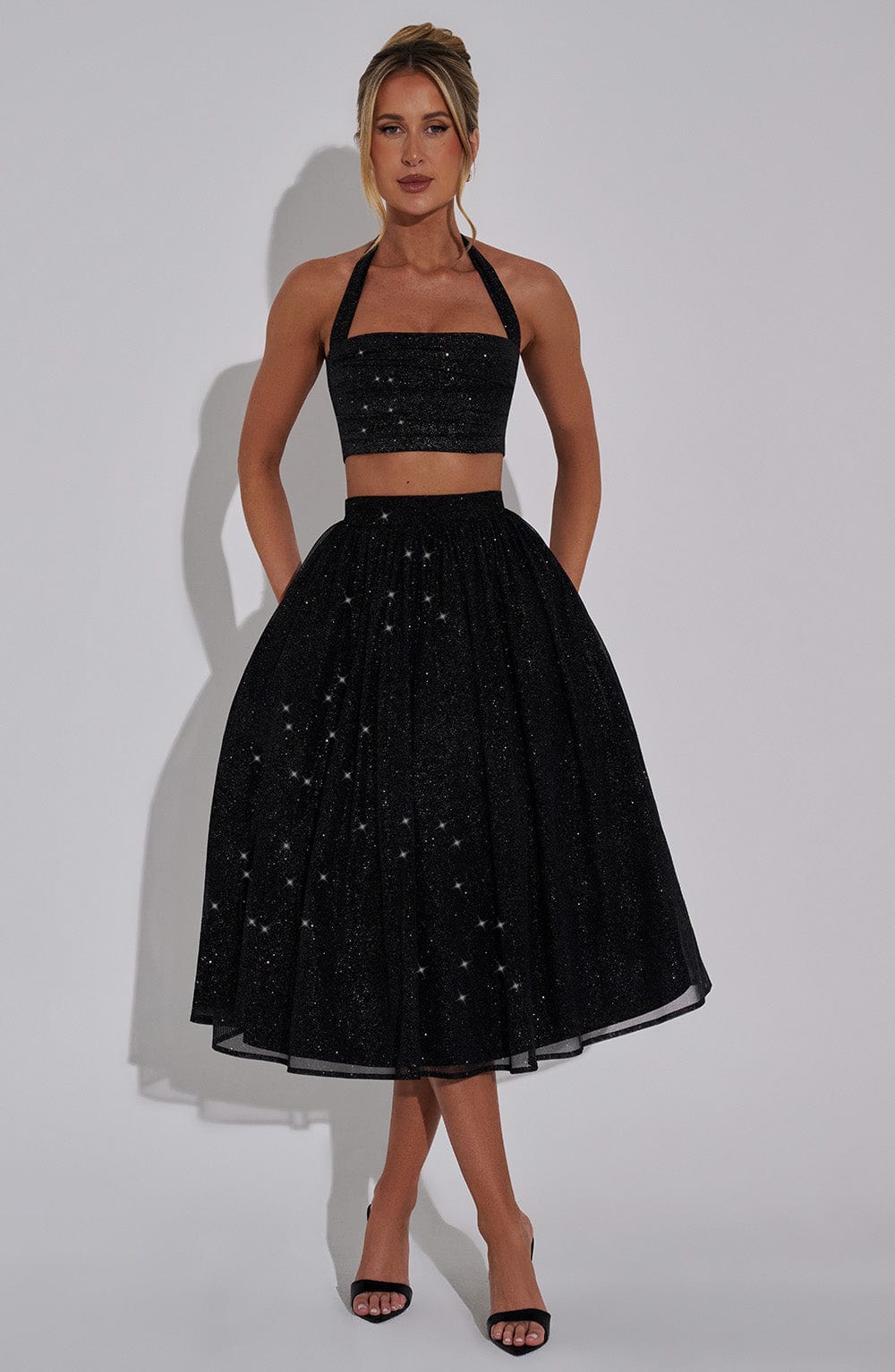 Alani Crop Top - Black Sparkle