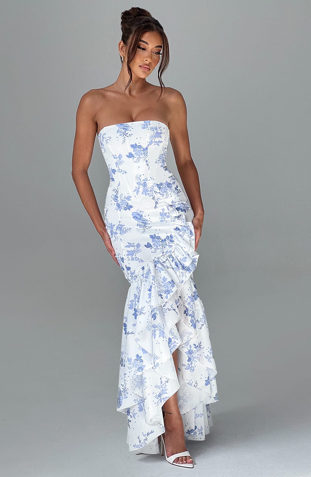 Angelina Maxi Dress - Blue Floral Print