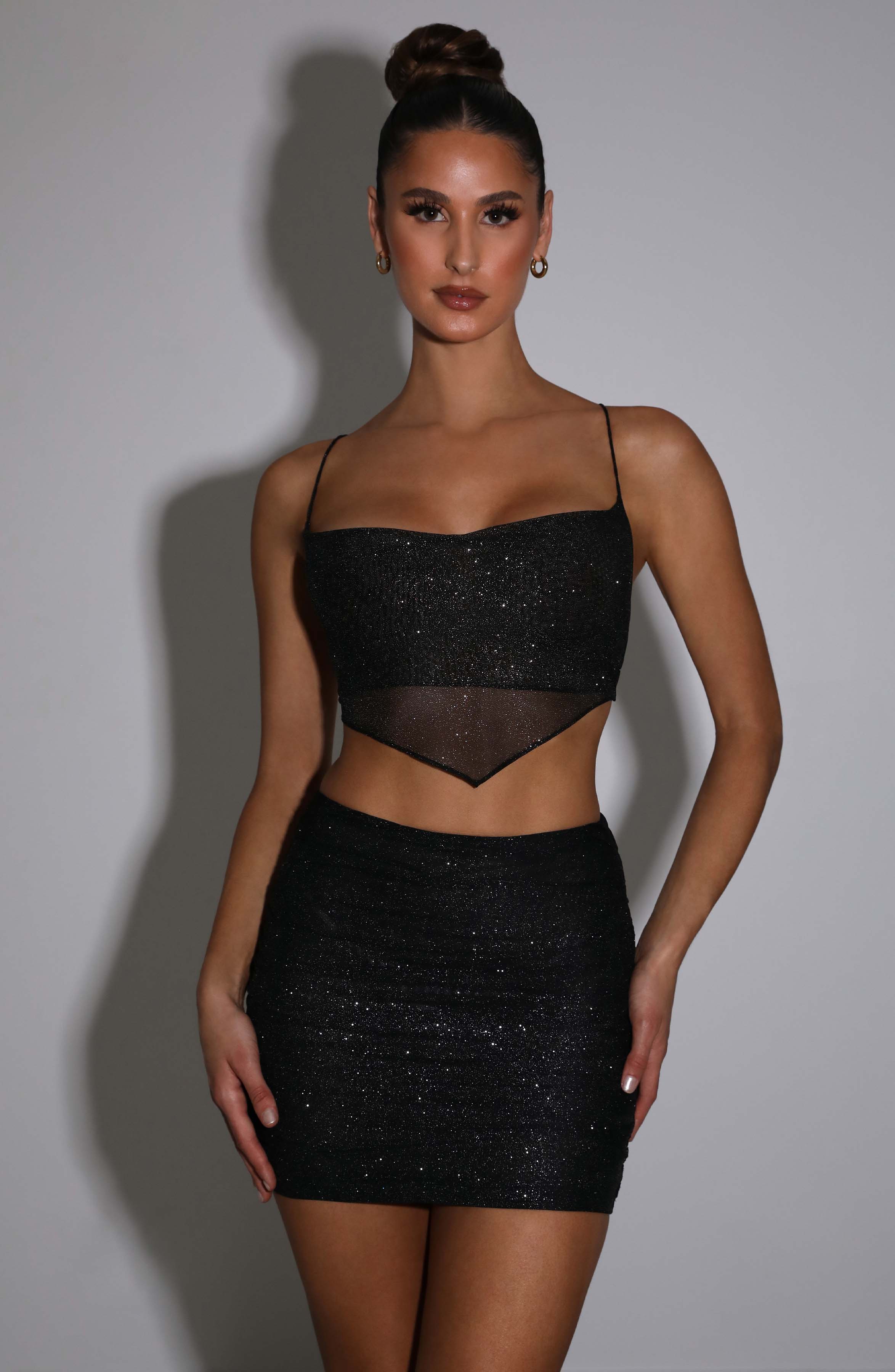 Brielle Mini Skirt - Black Sparkle