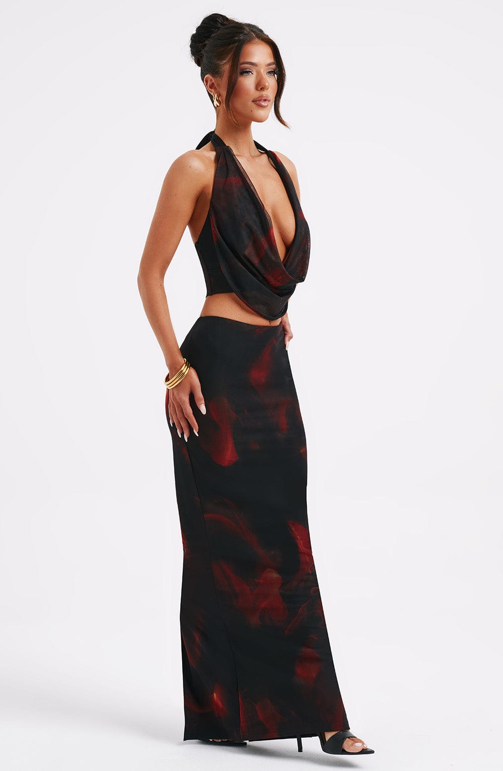 Chrishelle Maxi Skirt - Fire Print