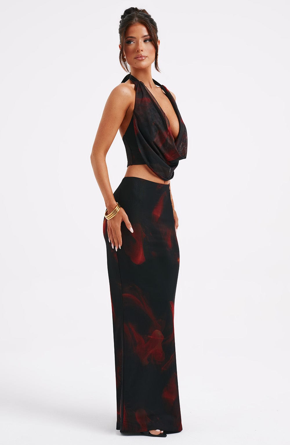 Chrishelle Maxi Skirt - Fire Print