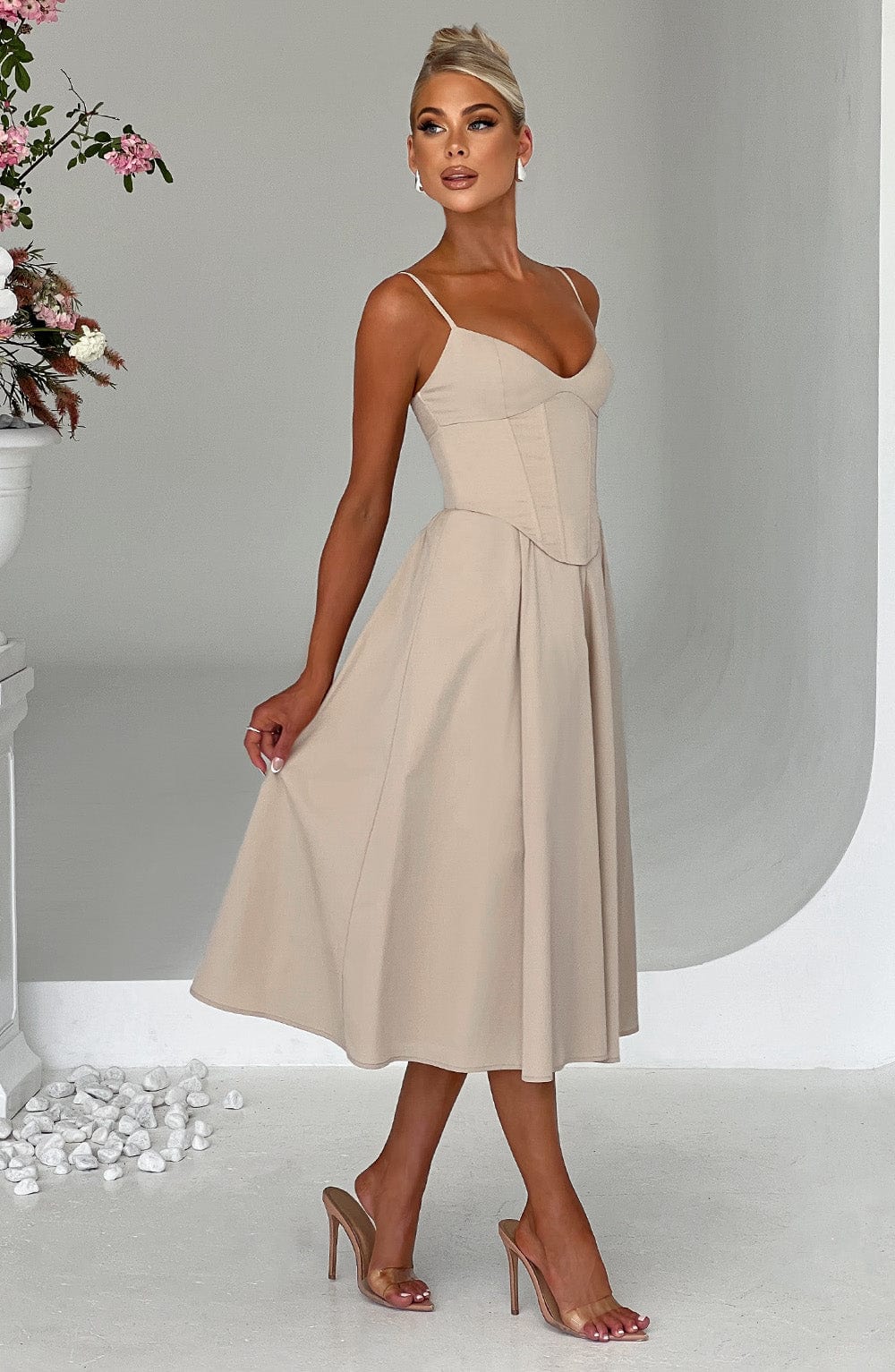 Mariella Midi Dress - Beige