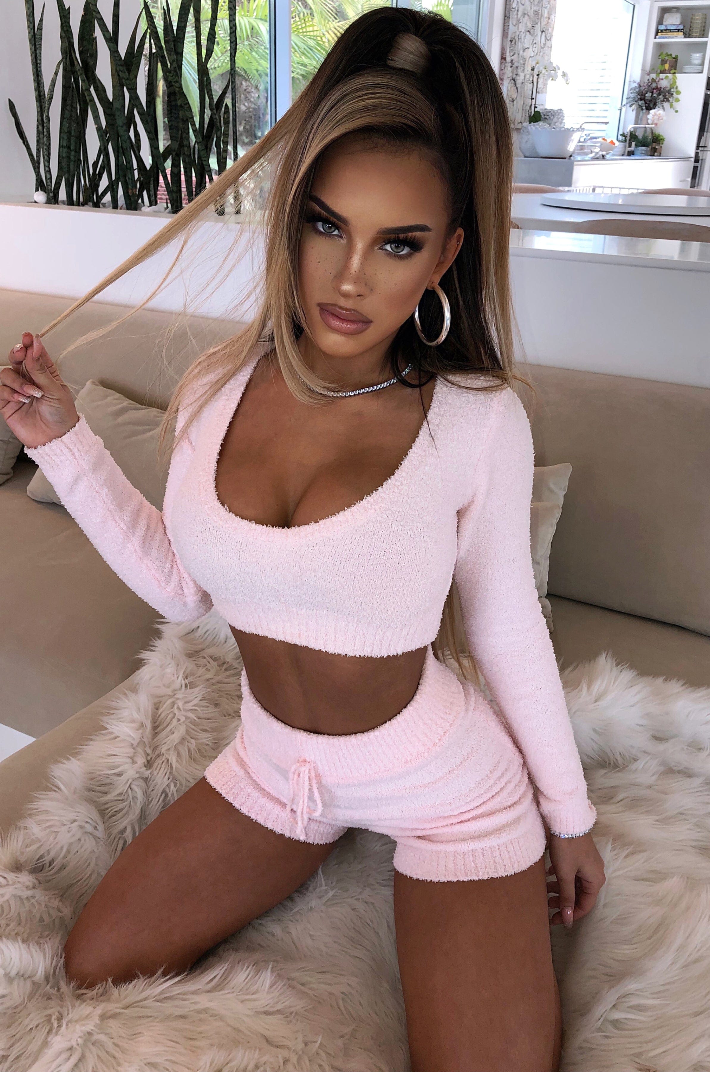 Rita Cozy Crop - Baby Pink