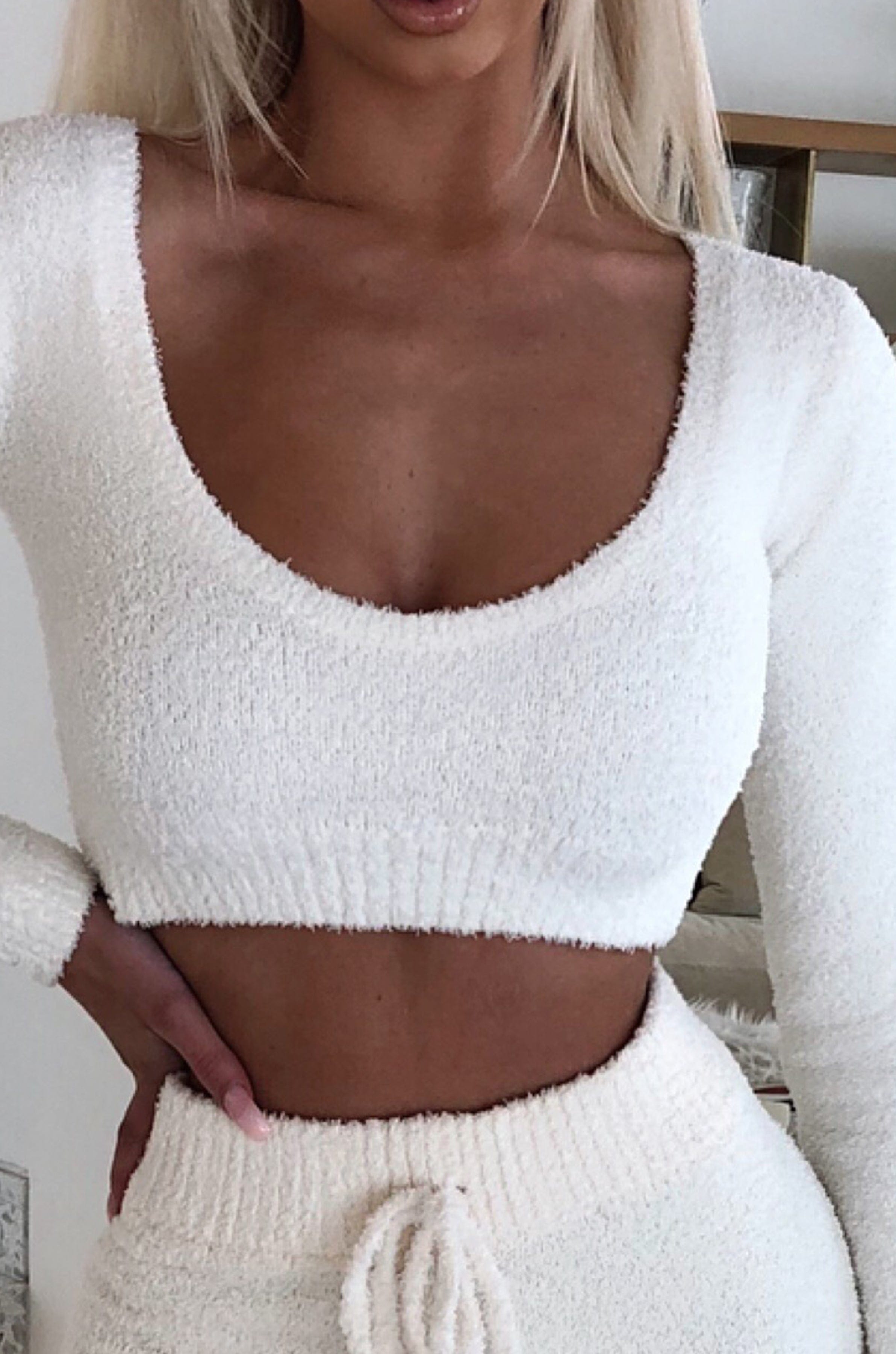 Rita Cozy Crop - Cream