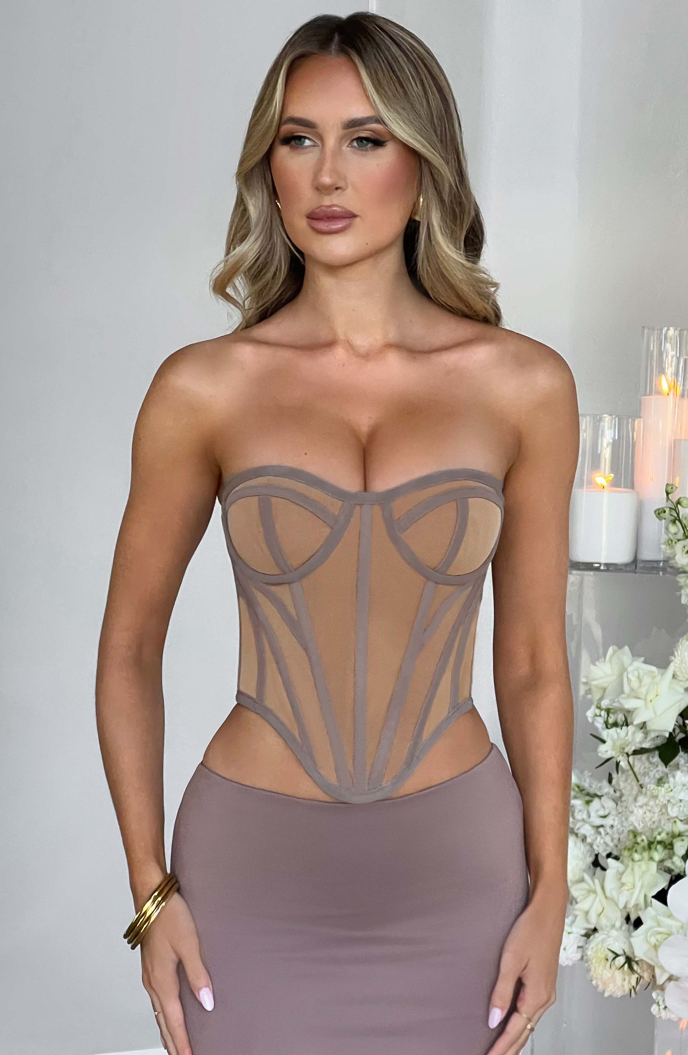 Santanna Corset - Chocolate/Nude