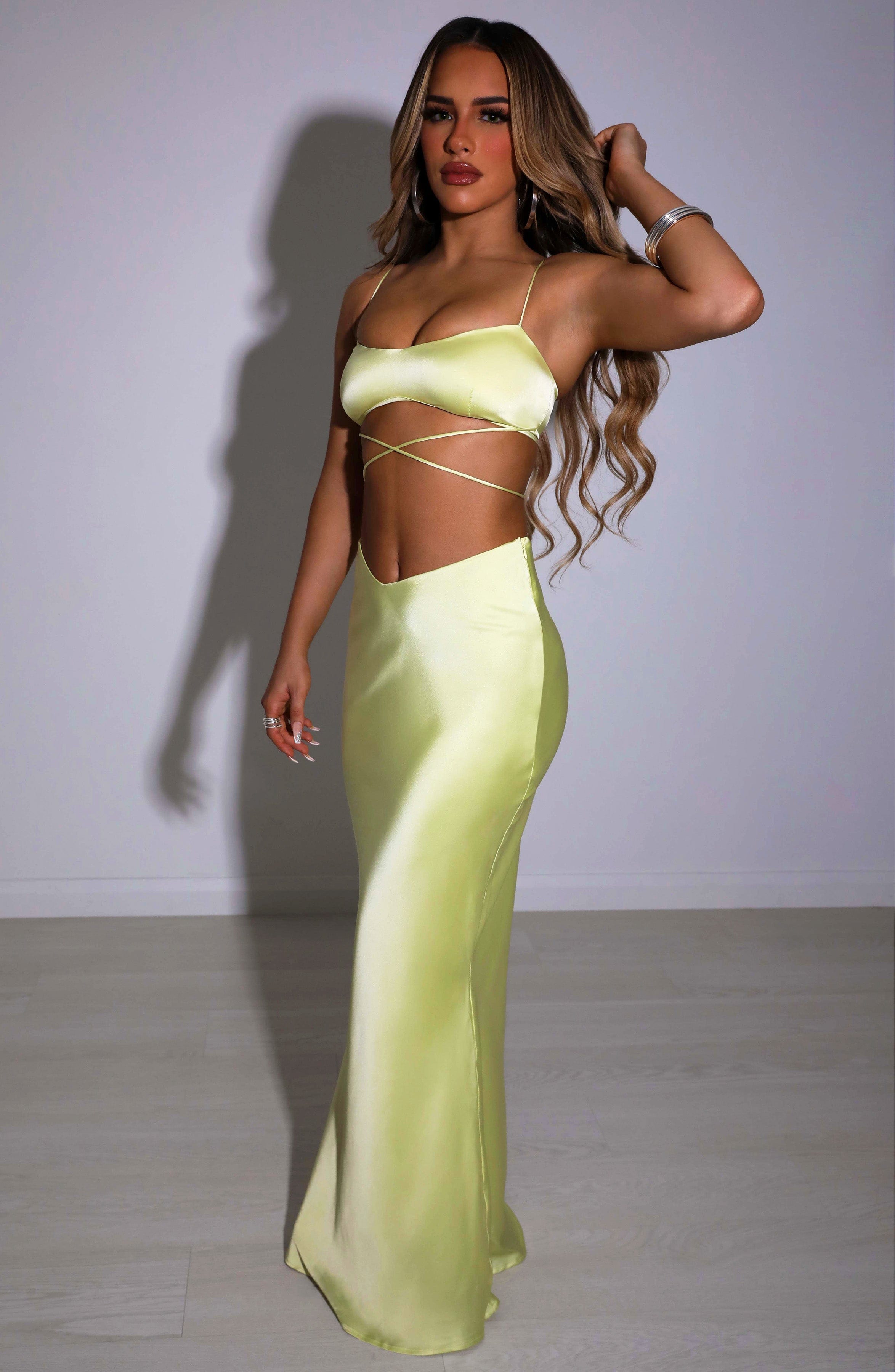 Valeria Maxi Skirt - Lime